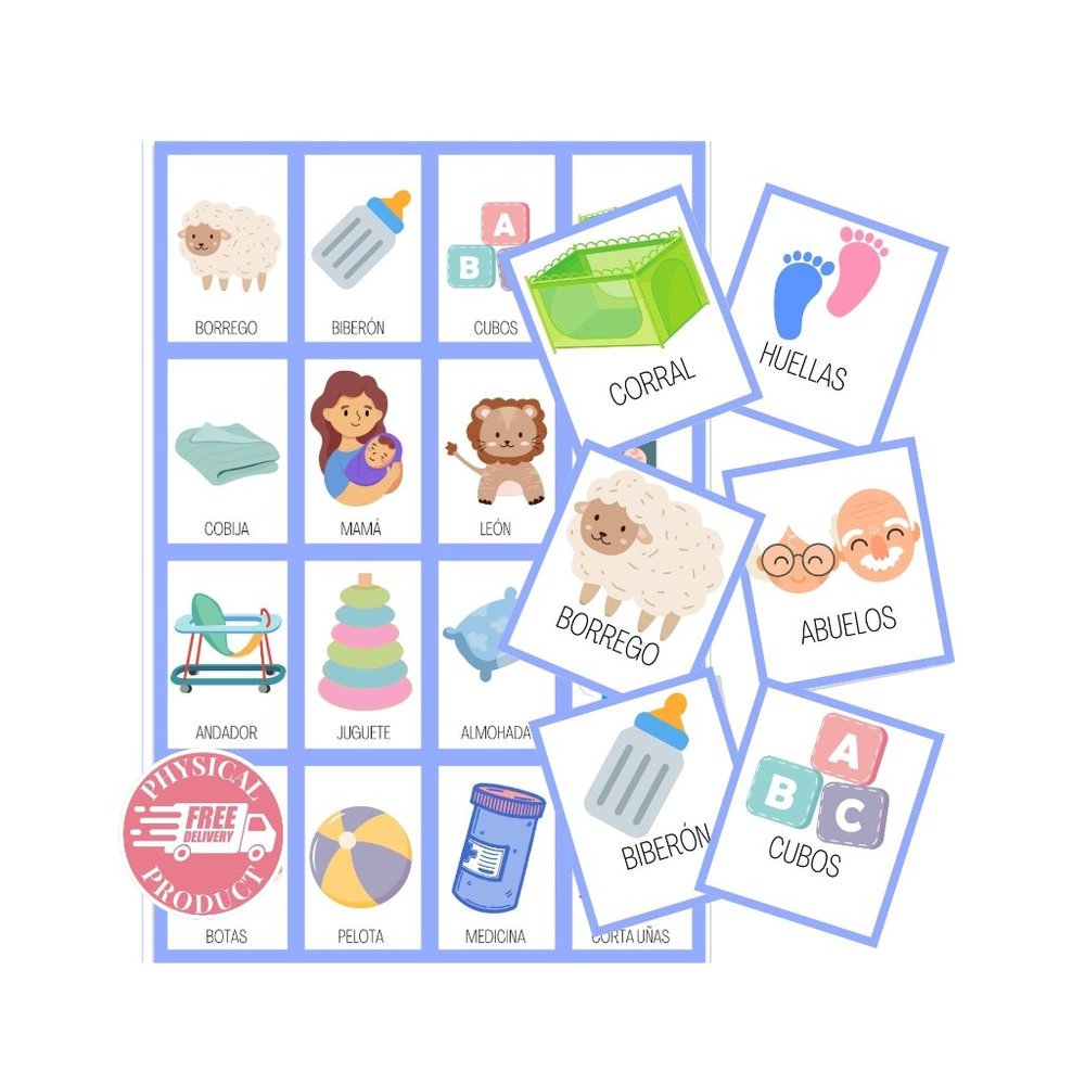 Juegos Para Baby Shower En Español 50 Tableros Loteria Revelacion De Sexo - Gift